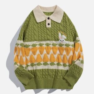 Radish Character Jacquard Design Sweater