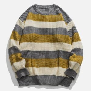 Patchwork Style Striped Sweater